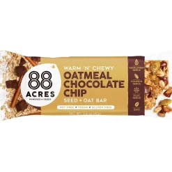 88 Acres Warm 'N' Chewy Gluten-Free Oatmeal/Chocolate Chip Seed and Oat Bar, 1.6 oz., 9 Bars/Box (315111)