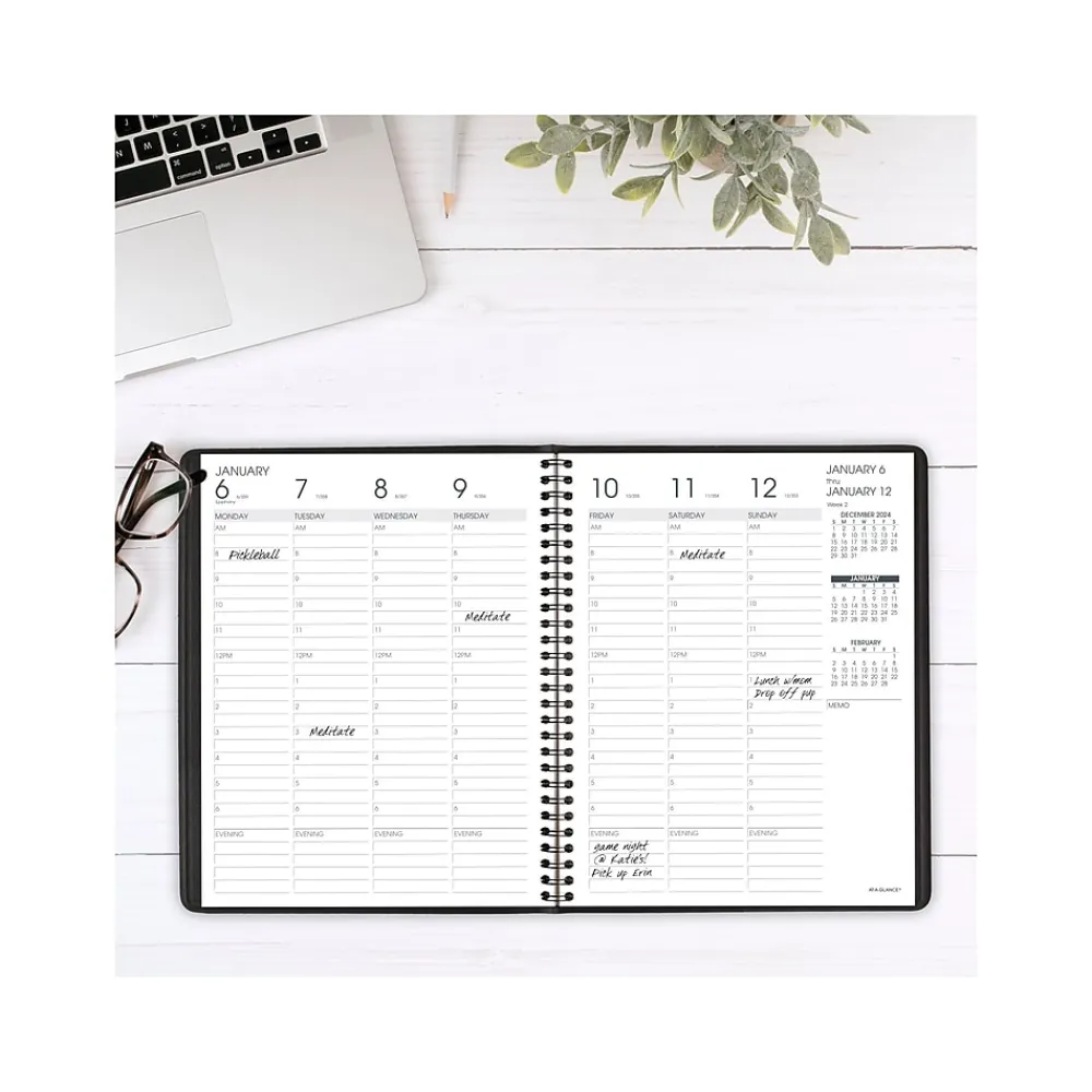 2025 Planners|AT-A-GLANCE 2025 7" x 8.75" Calendar Year Weekly Appointment Book, Faux Leather Cover, Black (70-865-05-25)