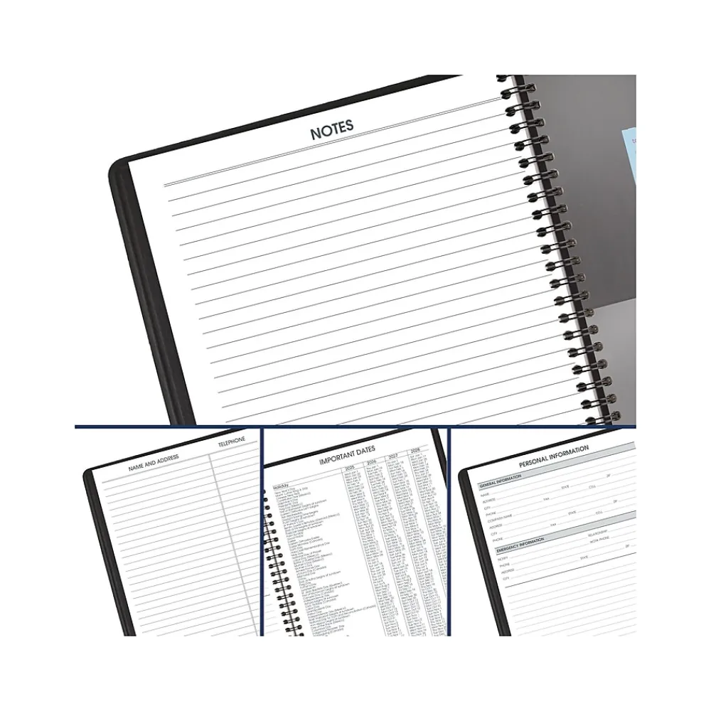 2025 Planners|AT-A-GLANCE 2025 7" x 8.75" Calendar Year Weekly Appointment Book, Faux Leather Cover, Black (70-865-05-25)