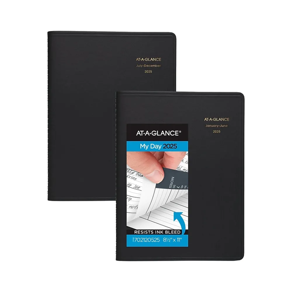 2025 Planners|AT-A-GLANCE 2025 8.5" x 11" Calendar Year Daily Appointment Book, Faux Leather Cover, Black, 2/Set (70-212-05-25)