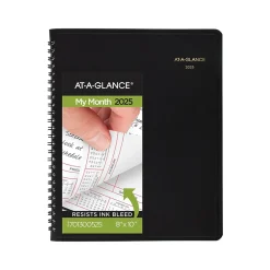 2025 Planners|AT-A-GLANCE 2025 8" x 10" Calendar Year/Monthly Planner, Faux Leather Cover Black (70-130-05-25)