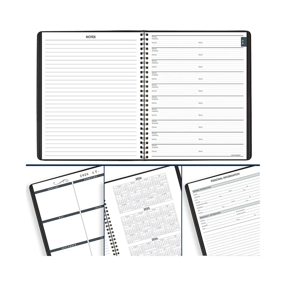 2025 Planners|AT-A-GLANCE 2025 8" x 10" Calendar Year/Monthly Planner, Faux Leather Cover Black (70-130-05-25)