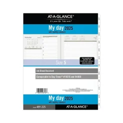 Calendars & Planners Refills|AT-A-GLANCE 2025 11" x 8.5" Daily & Monthly Planner Refill, White/Brown (491-225-25)