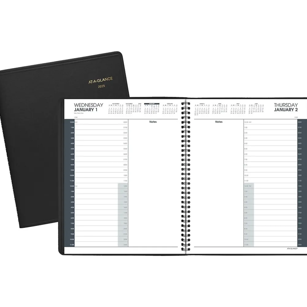 2025 Planners|AT-A-GLANCE 2025 8.5" x 11" Daily Appointment Book, Faux Leather Cover, Black (70-214-05-25)