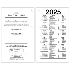 Calendars & Planners Refills|AT-A-GLANCE 2025 6" x 3.5" Daily Calendar Refill Pages, White (E717-50-25)