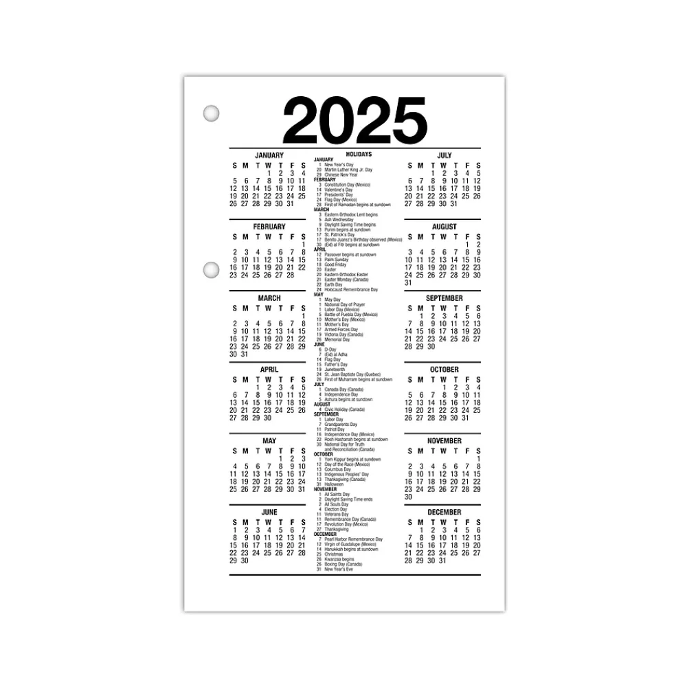 Calendars & Planners Refills|AT-A-GLANCE 2025 6" x 3.5" Daily Desk Calendar Refill, White/Black (E717R-50-25)