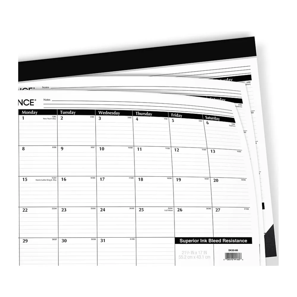 2025 Calendars|AT-A-GLANCE 2025 21.75" x 17" Monthly Desk Pad Calendar, White/Black (SK22-00-25)