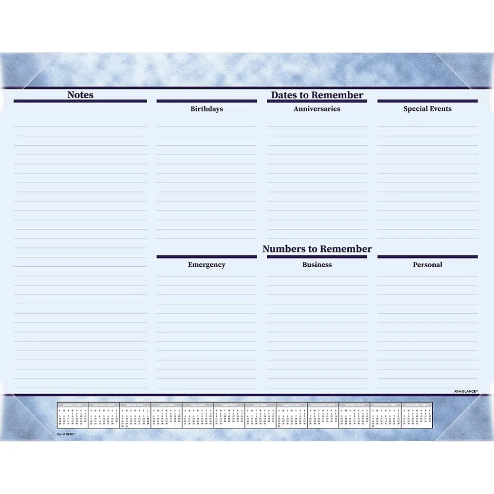 2025 Calendars|AT-A-GLANCE 2025 21.75" x 17" Monthly Desk Pad Calendar, Slate Blue (89701-25)