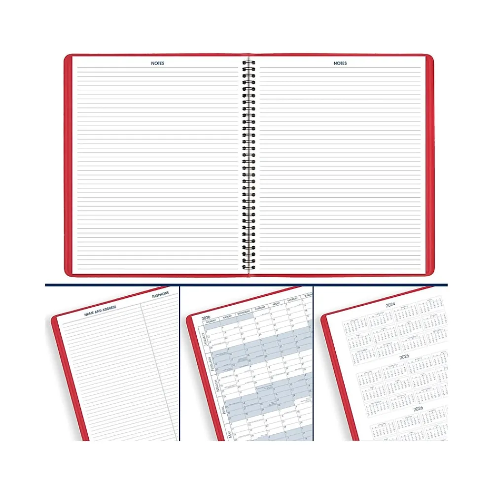 2025 Planners|AT-A-GLANCE 2025 9" x 11" Monthly Planner, Faux Leather Cover, Red (70-250-13-25)