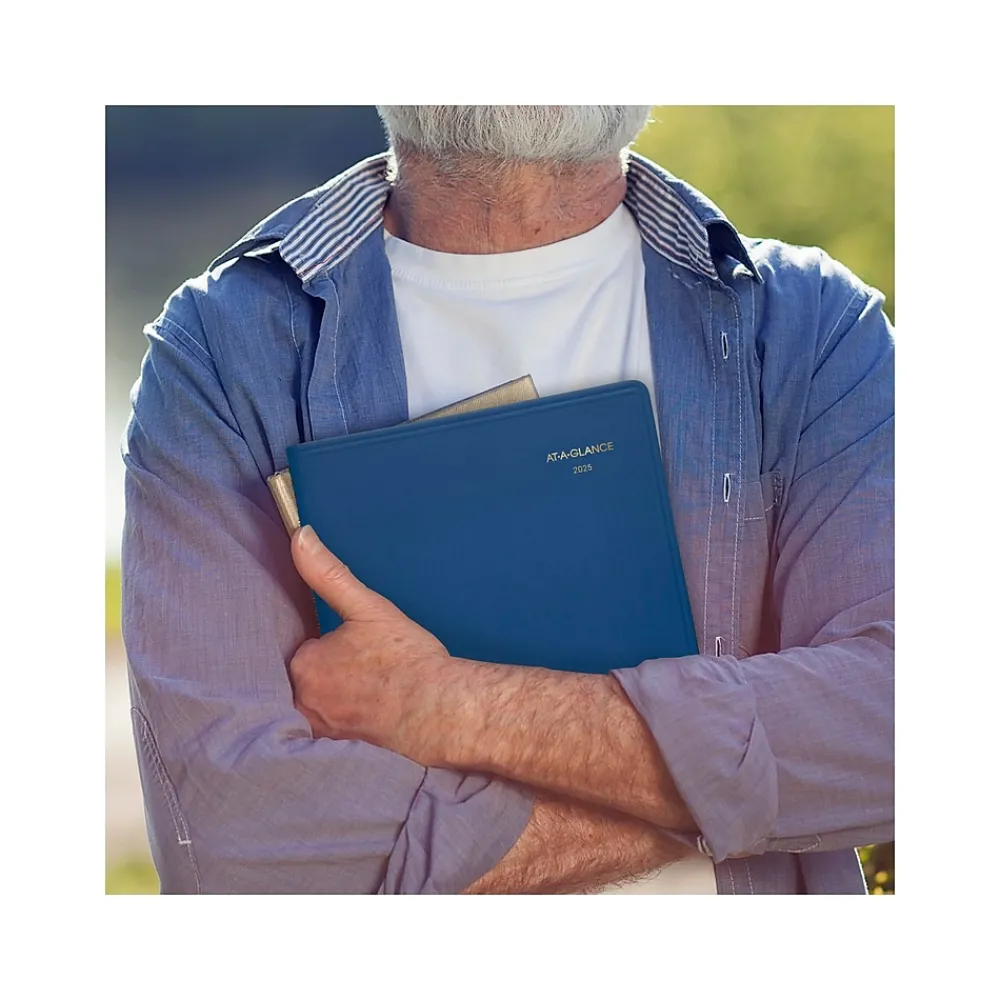 2025 Planners|AT-A-GLANCE 2025-2026 9" x 11" Monthly Planner, Faux Leather Cover, Blue (70-250-20-25)