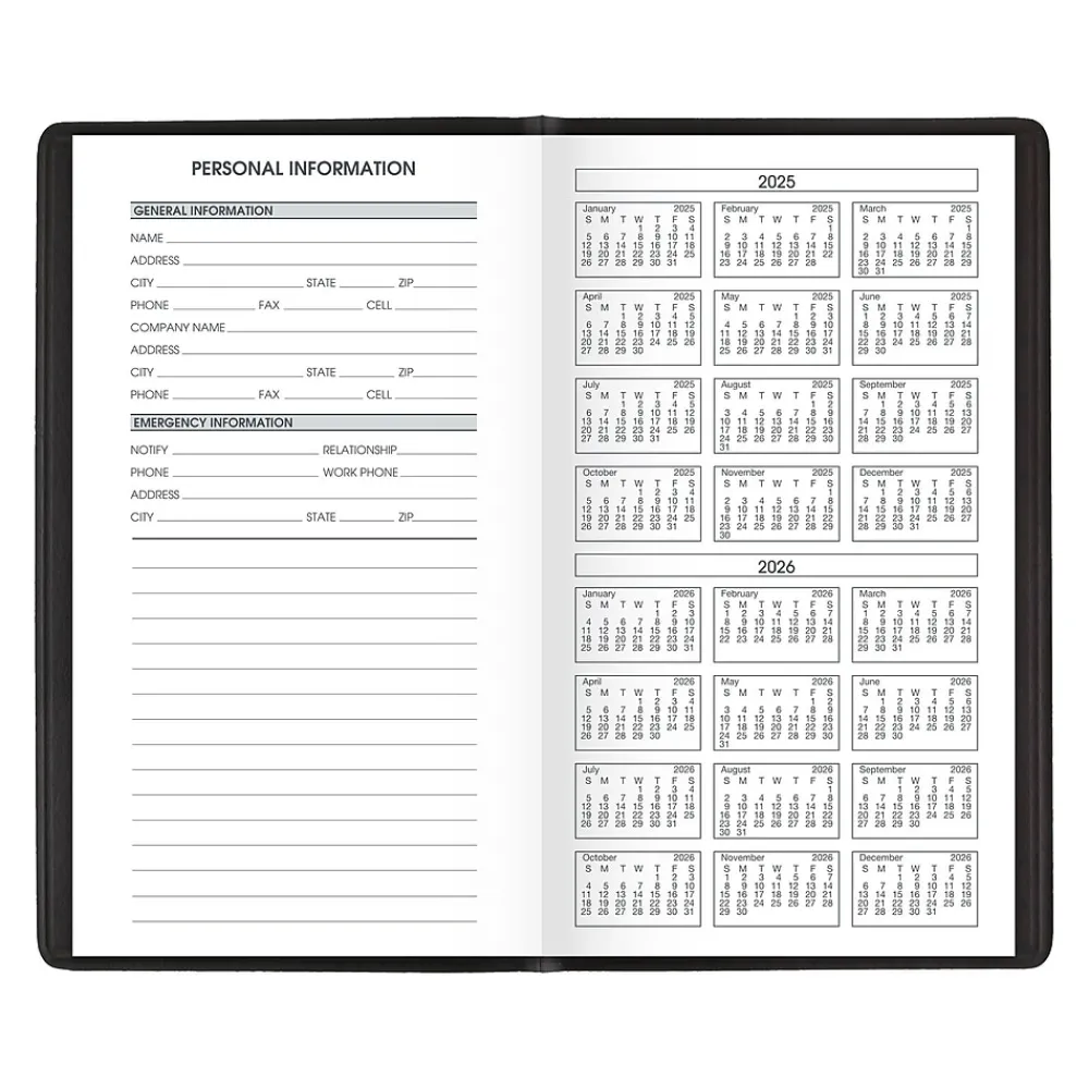 2025 Planners|AT-A-GLANCE 2025-2026 3.5" x 6" Monthly Planner, Faux Leather Cover, Black (70-024-05-25)