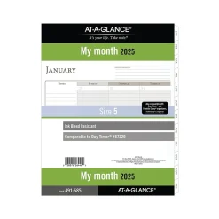 Calendars & Planners Refills|AT-A-GLANCE 2025 8.5" x 11" Monthly Planner Refill Pages, White/Brown (491-685-25)