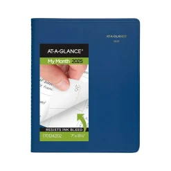 2025 Planners|AT-A-GLANCE 2025 7" x 8.75" Monthly Planner, Faux Leather Cover, Blue (70-124-20-25)