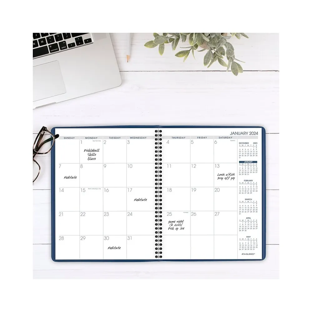 2025 Planners|AT-A-GLANCE 2025 7" x 8.75" Monthly Planner, Faux Leather Cover, Blue (70-124-20-25)
