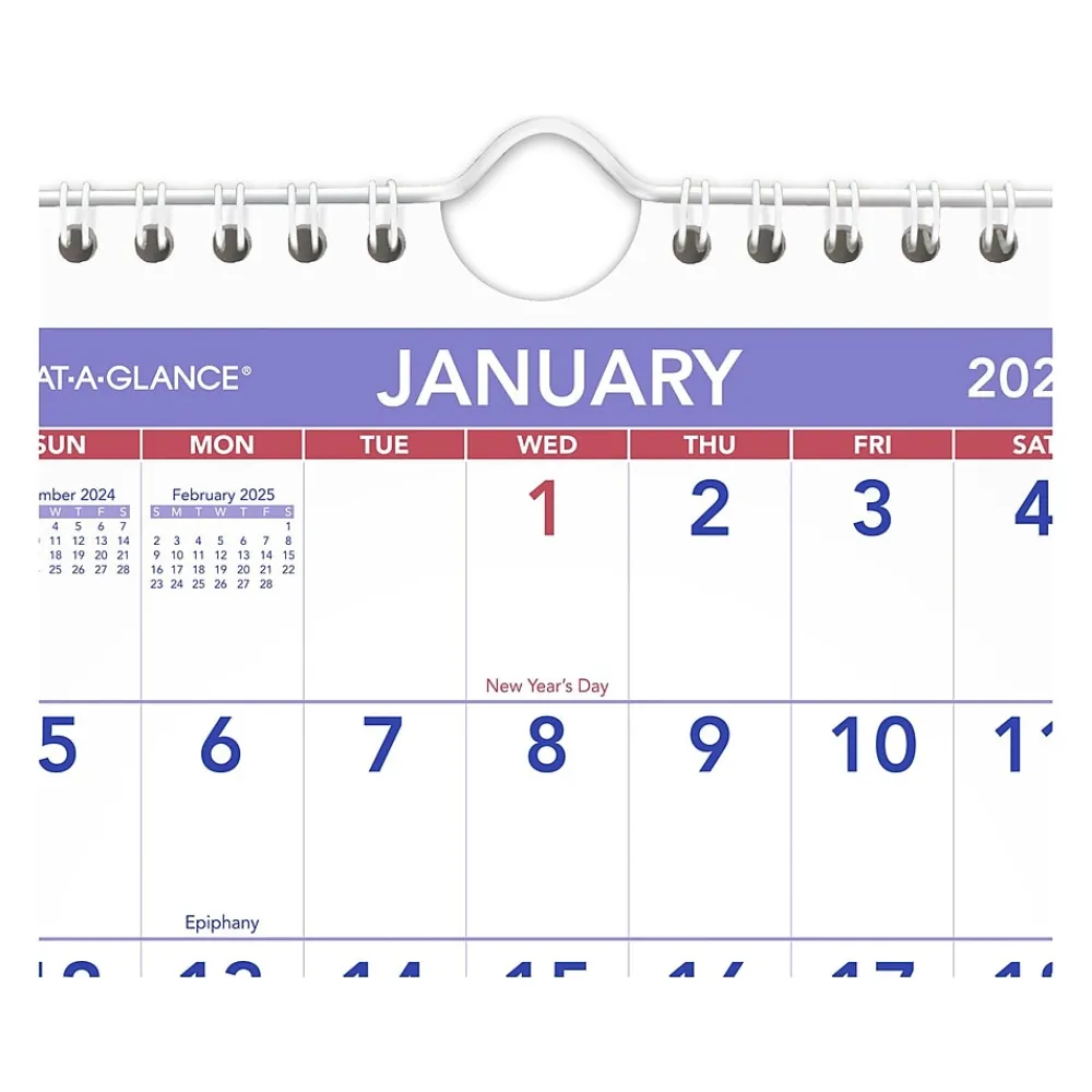 2025 Calendars|AT-A-GLANCE 2025 6.5" x 7.5" Monthly Wall Calendar, White/Purple (PM5-28-25)