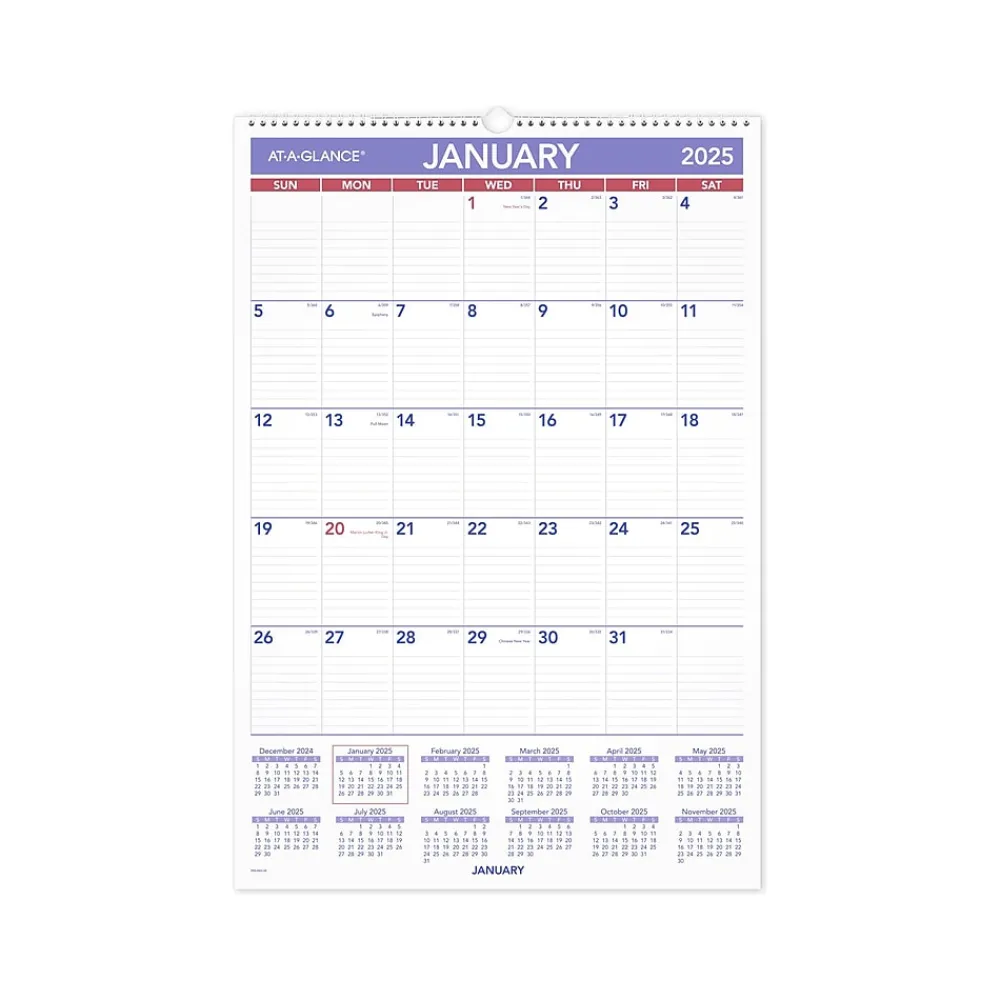 2025 Calendars|AT-A-GLANCE 2025 15.5" x 22.75" Monthly Wet-Erasable Wall Calendar (PMLM03-28-25)