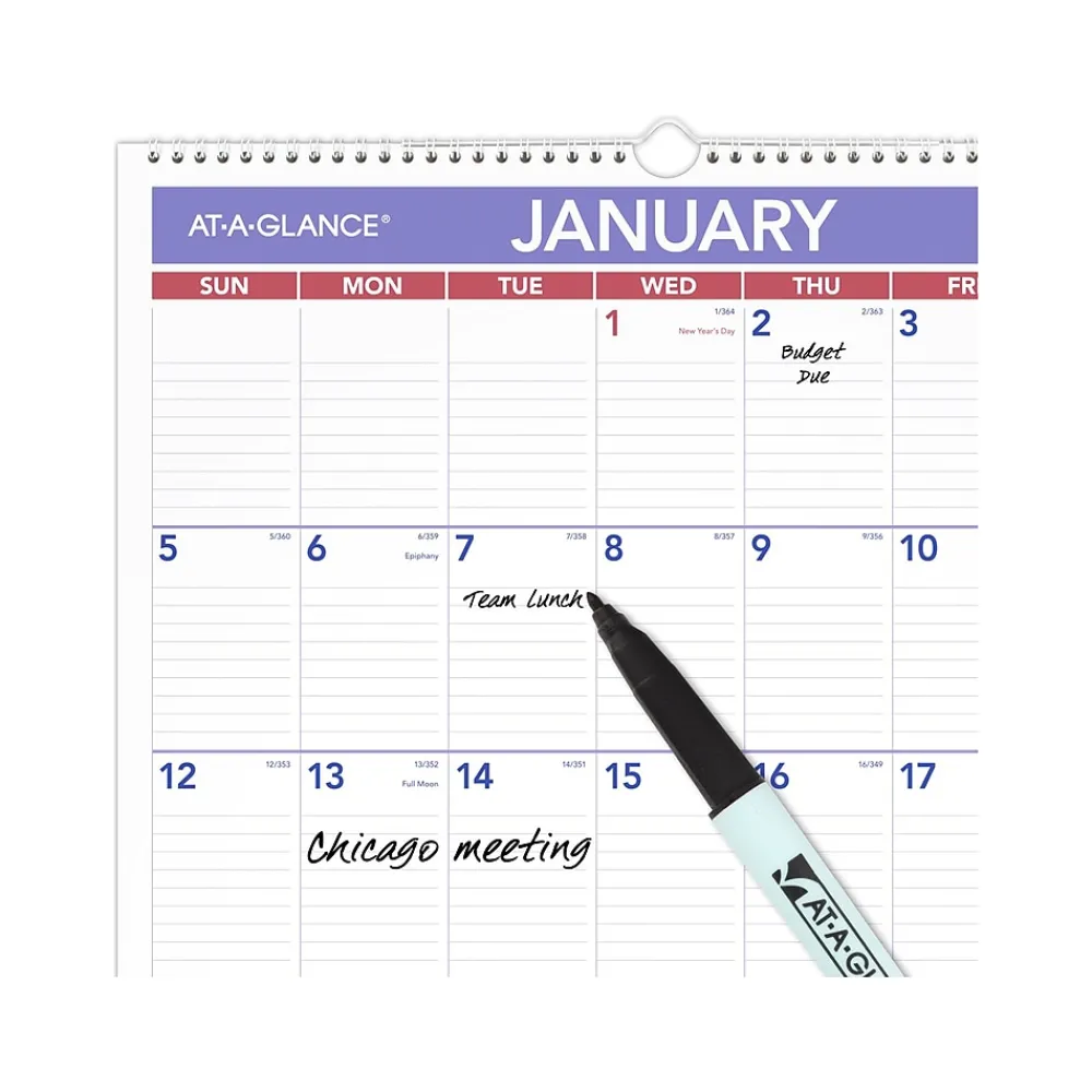 2025 Calendars|AT-A-GLANCE 2025 15.5" x 22.75" Monthly Wet-Erasable Wall Calendar (PMLM03-28-25)