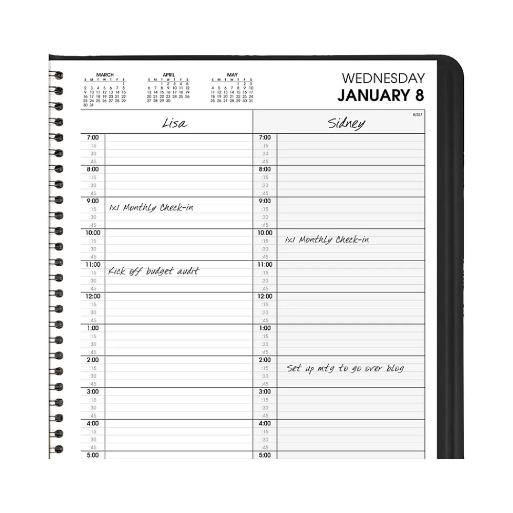 2025 Planners|AT-A-GLANCE 2025 8.5" x 11" 2-Person Daily Appointment Book, Faux Leather Cover, Black (70-222-05-25)