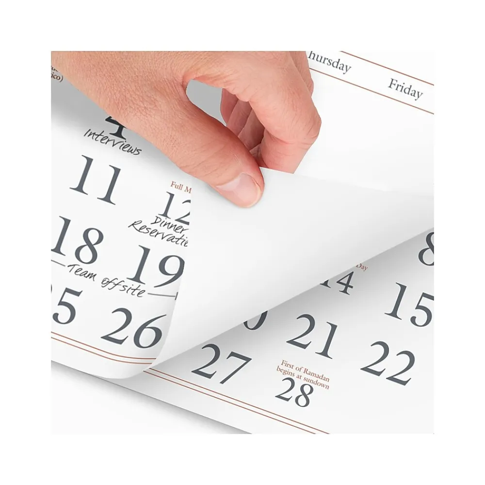 2025 Calendars|AT-A-GLANCE 2025 12" x 27" Three-Month Wall Calendar, White/Black (SW115-28-25)