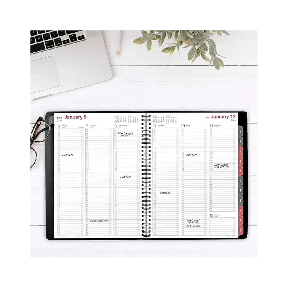 2025 Planners|AT-A-GLANCE 2025 8" x 11" Weekly & Monthly Appointment Book, Faux Leather Cover, Black (33351-2501)