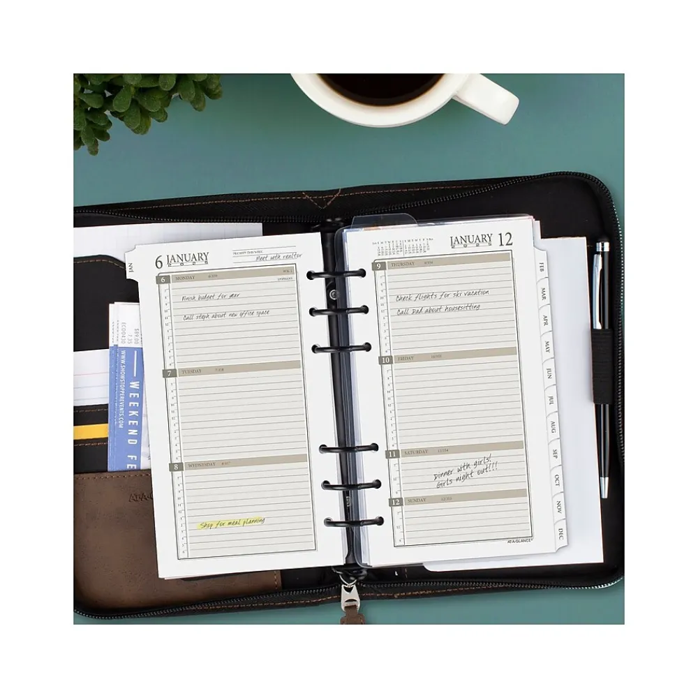 Calendars & Planners Refills|AT-A-GLANCE 2025 3.75" x 6.75" Weekly & Monthly Planner Refill, White/Brown (471-285Y-25)