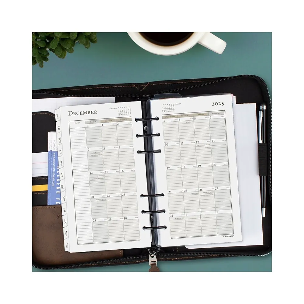 Calendars & Planners Refills|AT-A-GLANCE 2025 3.75" x 6.75" Weekly & Monthly Planner Refill, White/Brown (471-285Y-25)