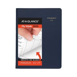 2025 Planners|AT-A-GLANCE 2025 8.25" x 11" Weekly Appointment Book Planner, Faux Leather Cover, Navy (70-950-20-25)