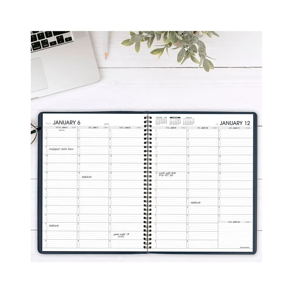 2025 Planners|AT-A-GLANCE 2025 8.25" x 11" Weekly Appointment Book Planner, Faux Leather Cover, Navy (70-950-20-25)