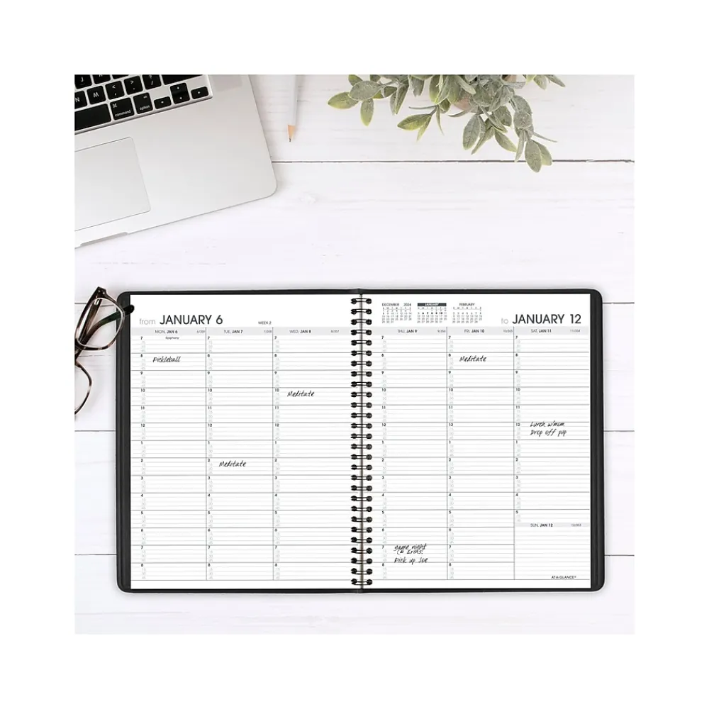 2025 Planners|AT-A-GLANCE 2025 7" x 8.75" Weekly Appointment Book, Faux Leather Cover, Black (70-951-05-25)