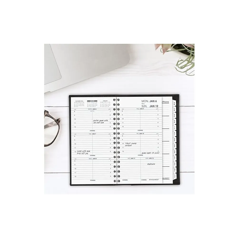 2025 Planners|AT-A-GLANCE 2025 3.25" x 6.25" Weekly Appointment Book, Faux Leather Cover, Black (70-008-05-25)