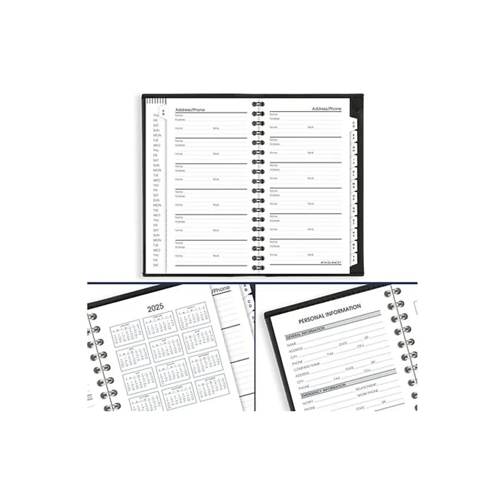 2025 Planners|AT-A-GLANCE 2025 3.25" x 6.25" Weekly Appointment Book, Faux Leather Cover, Black (70-008-05-25)