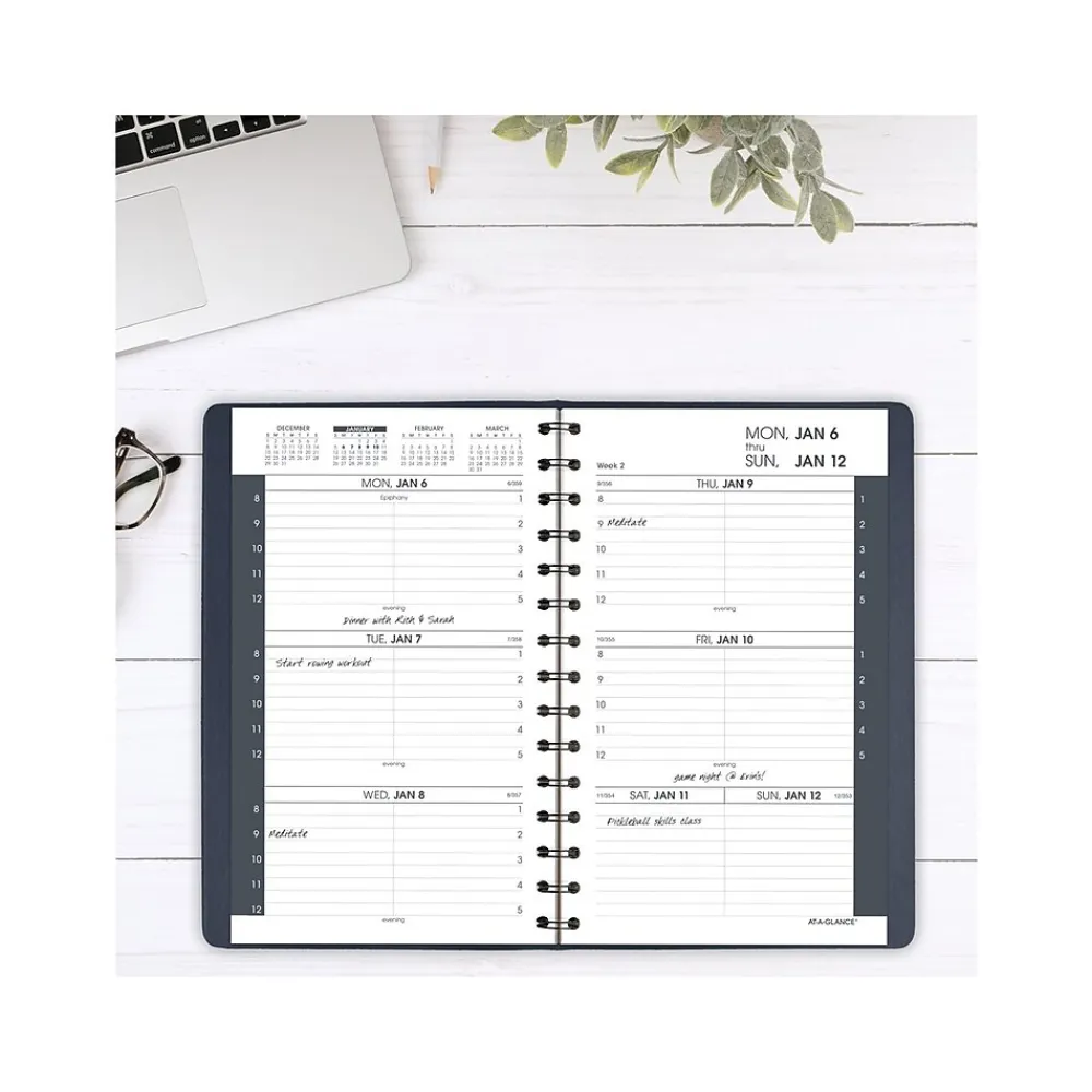 2025 Planners|AT-A-GLANCE 2025 5" x 8" Weekly Appointment Book, Faux Leather Cover, Navy (70-075-20-25)