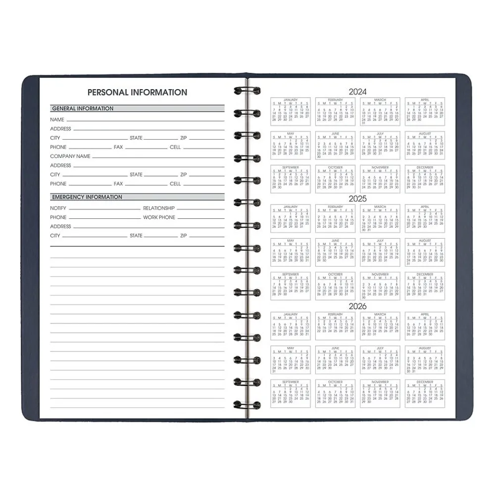 2025 Planners|AT-A-GLANCE 2025 5" x 8" Weekly Appointment Book, Faux Leather Cover, Navy (70-075-20-25)