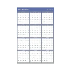 2025 Calendars|AT-A-GLANCE 2025 48" x 32" Yearly Dry Erase Wall Calendar, Reversible, White/Blue (A1152-25)