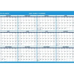 2025 Calendars|AT-A-GLANCE 2025 48" x 32" Yearly Dry Erase Wall Calendar, Reversible, White/Blue (PM300-28-25)