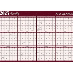 2025 Calendars|AT-A-GLANCE 2025 48" x 32" Yearly Dry Erase Wall Calendar, Reversible, Red/Blue (A152-25)