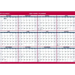 2025 Calendars|AT-A-GLANCE 2025 36" x 24" Yearly Wall Calendar, Reversible, White/Red (PM212-28-25)