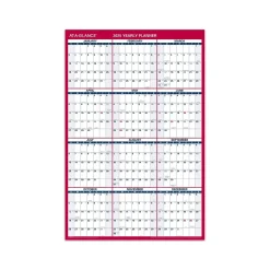 2025 Calendars|AT-A-GLANCE 2025 36" x 24" Yearly Wall Calendar, Reversible, White/Red (PM212-28-25)