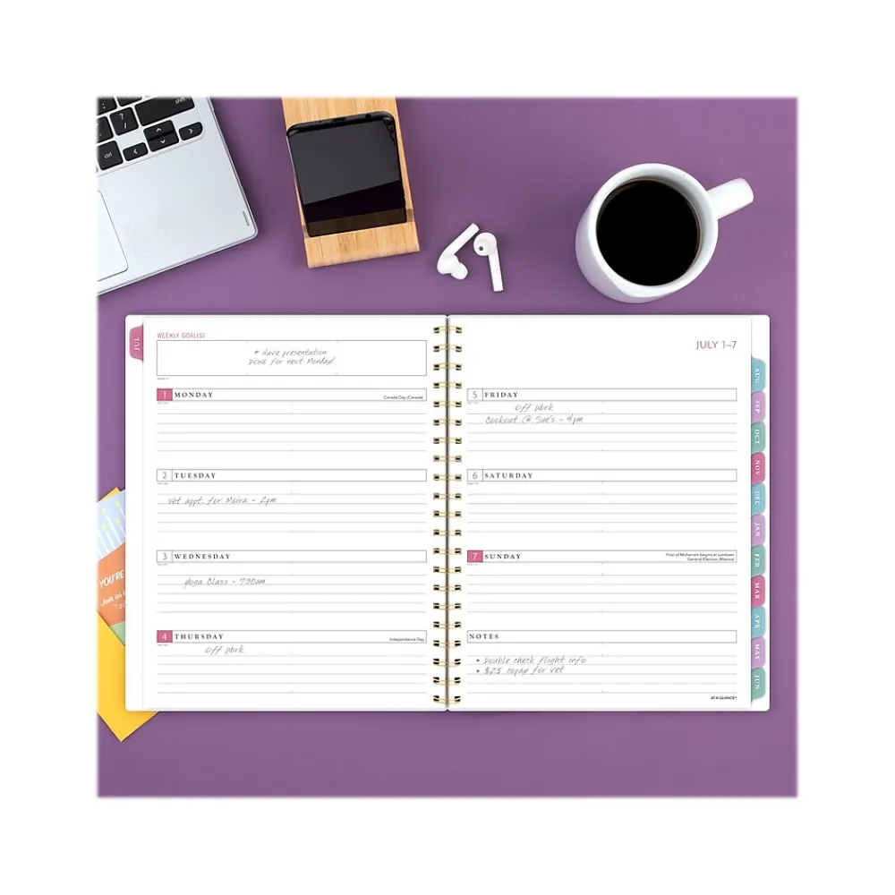 Academic Planners|AT-A-GLANCE 2024-2025 BADGE Floral 8.5" x 11" Academic Weekly & Monthly Planner, Plastic Cover, Multicolor (1710F-905A-25)