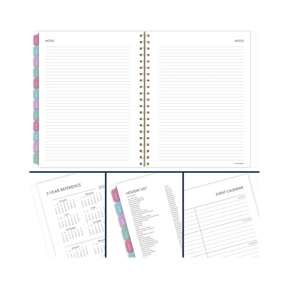 Academic Planners|AT-A-GLANCE 2024-2025 BADGE Floral 8.5" x 11" Academic Weekly & Monthly Planner, Plastic Cover, Multicolor (1710F-905A-25)