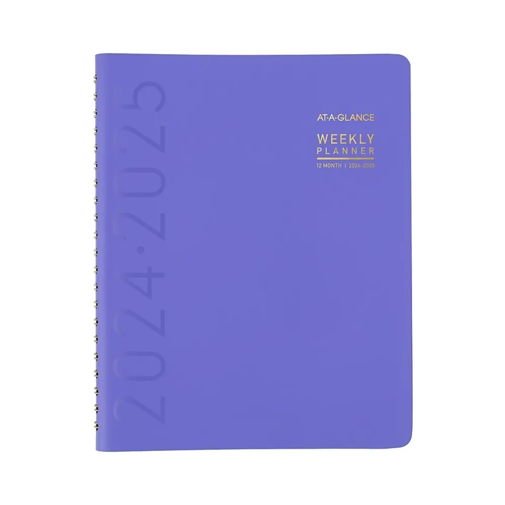 Academic Planners|AT-A-GLANCE 2024-2025 Contemporary 8.25" x 11" Academic Weekly & Monthly Planner, Faux Leather Cover, Purple (70-957X-18-25)
