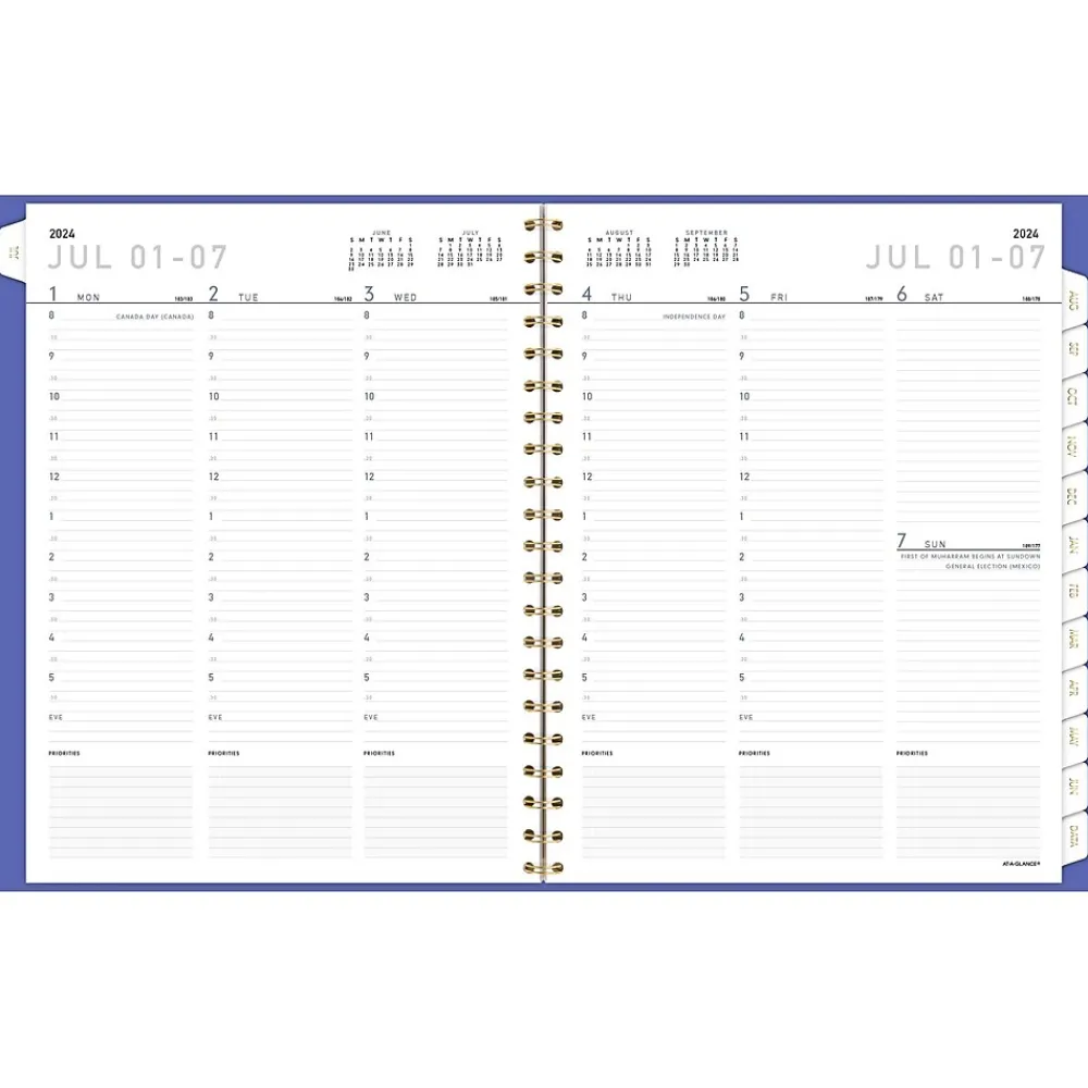 Academic Planners|AT-A-GLANCE 2024-2025 Contemporary 8.25" x 11" Academic Weekly & Monthly Planner, Faux Leather Cover, Purple (70-957X-18-25)