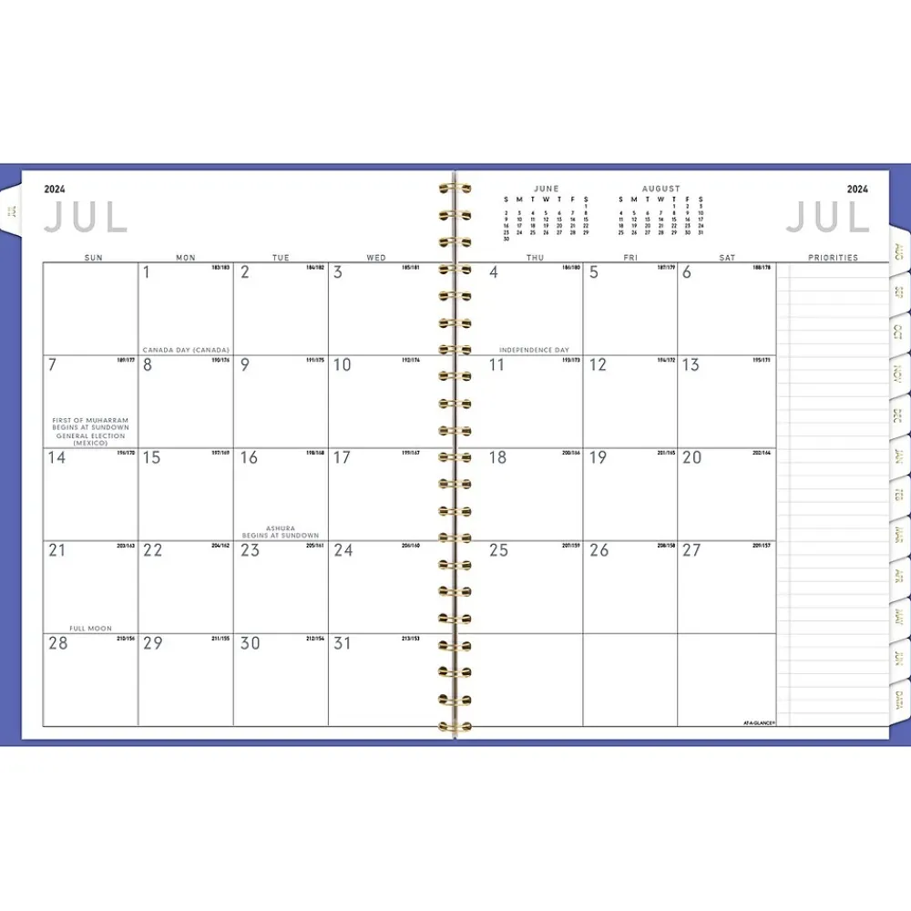 Academic Planners|AT-A-GLANCE 2024-2025 Contemporary 8.25" x 11" Academic Weekly & Monthly Planner, Faux Leather Cover, Purple (70-957X-18-25)
