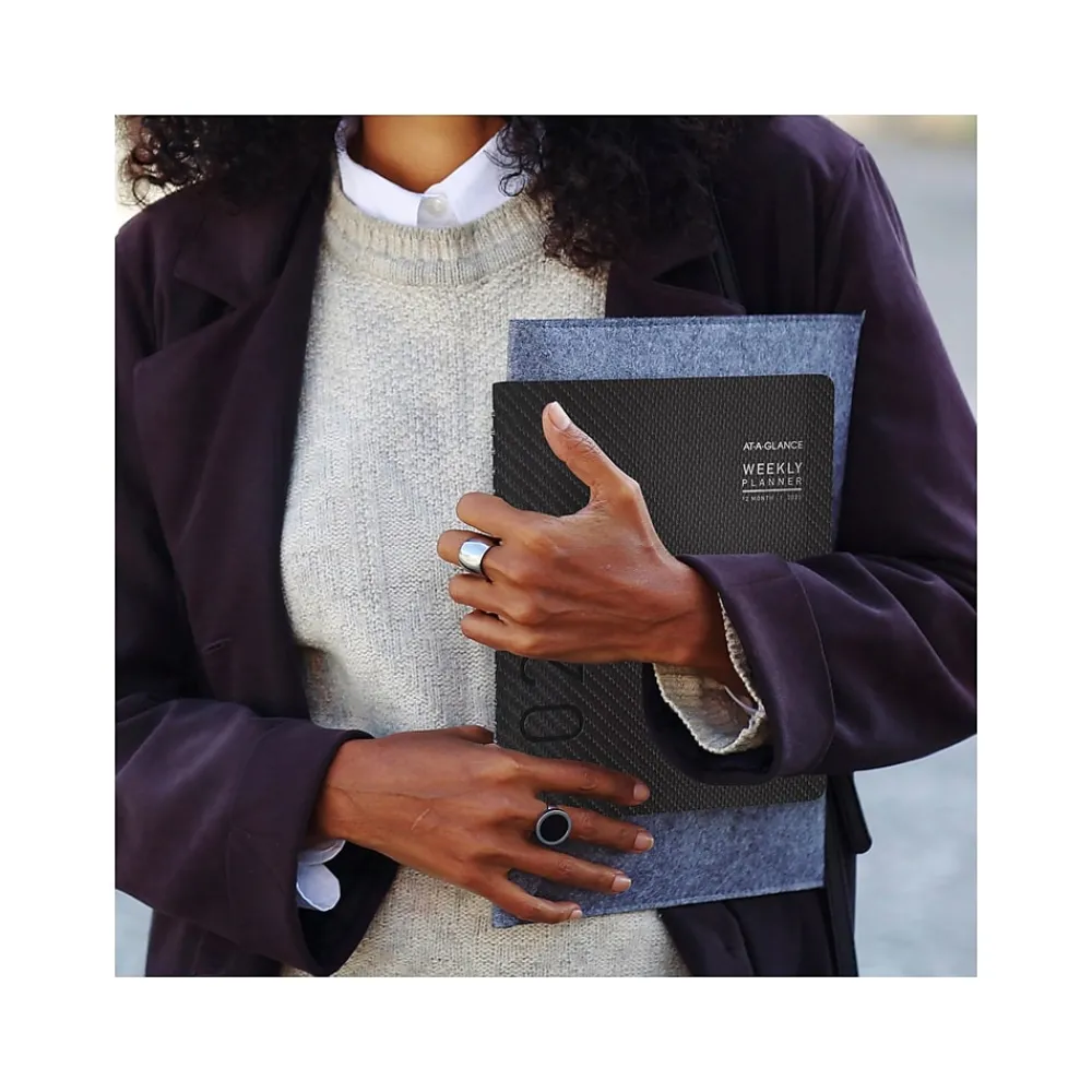 2025 Planners|AT-A-GLANCE 2025 Contemporary 8.25" x 11" Weekly & Monthly Planner, Faux Leather Cover, Charcoal (70-950X-45-25)