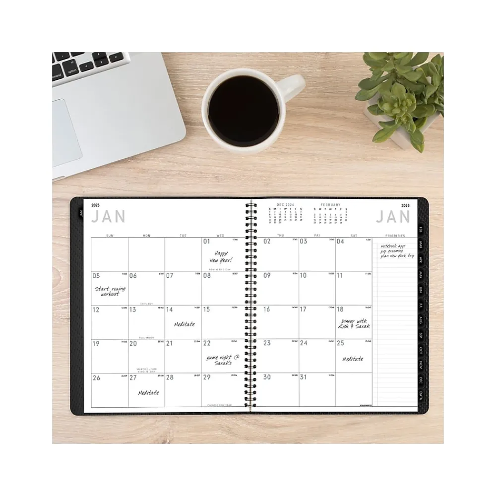 2025 Planners|AT-A-GLANCE 2025 Contemporary 9" x 11" Monthly Planner, Faux Leather Cover, Charcoal (70-260X-45-25)