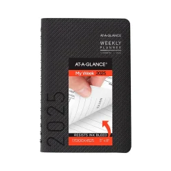 2025 Planners|AT-A-GLANCE 2025 Contemporary 5" x 8" Weekly & Monthly Planner, Faux Leather Cover, Charcoal (70-100X-45-25)