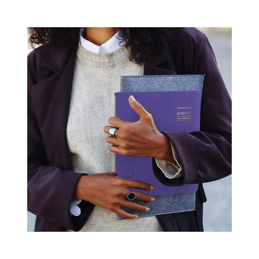 2025 Planners|AT-A-GLANCE 2025 Contemporary 9" x 11" Monthly Planner, Faux Leather Cover, Purple (70-250X-14-25)