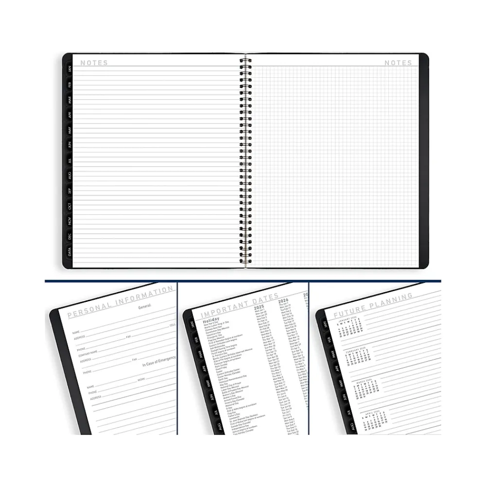 2025 Planners|AT-A-GLANCE 2025 Contemporary 9" x 11" Monthly Planner, Faux Leather Cover, Black (70-260X-05-25)