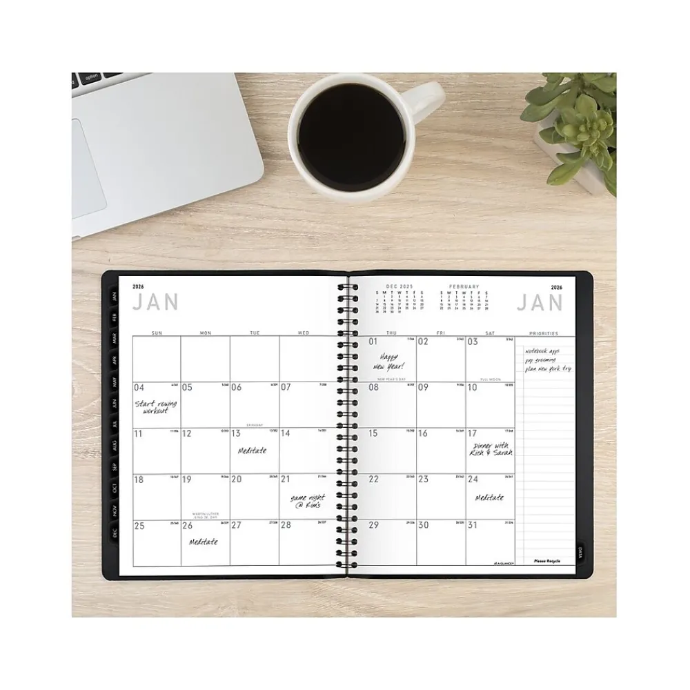 2025 Planners|AT-A-GLANCE 2025 Contemporary 7" x 8.75" Weekly & Monthly Planner, Faux Leather Cover, Black (70-545X-05-25)