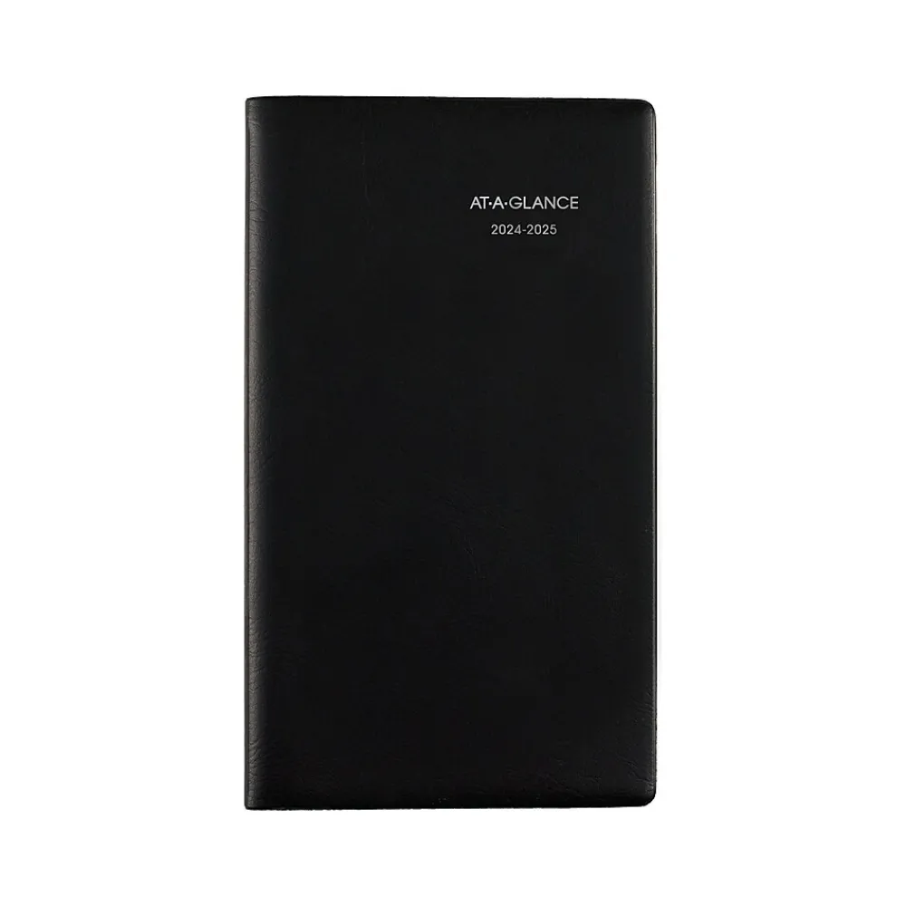 Academic Planners|AT-A-GLANCE 2024-2025 DayMinder 3.5" x 6" Academic Monthly Planner, Faux Leather Cover, Black (AY53-00-25)
